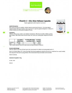 Sanct Bernhard - C vitamiin 300mg+tsink aeglase toimega, 60tk 2
