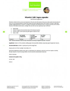 Sanct Bernhard - C vitamiin Supra600 kapslid, 180tk 135g 2