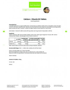 Sanct Bernhard - Kaltsiumi ja D3 vitamiini tabletid, 150tk 2