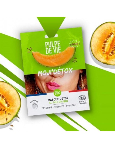 Pulpe De Vie - Detox Moji saaste- ja stressivastane biolagunev kangasmask näole orgaanilise meloniga 20ml