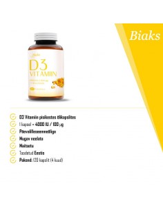 Biaks - D3 Vitamiin 4000 IU, õlikapslid 120tk 2