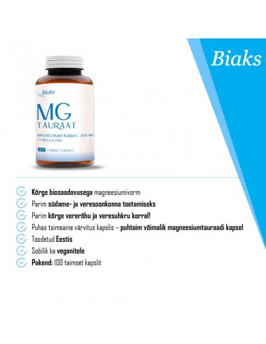 Biaks - Magneesium Tauraat, 100 kapslit