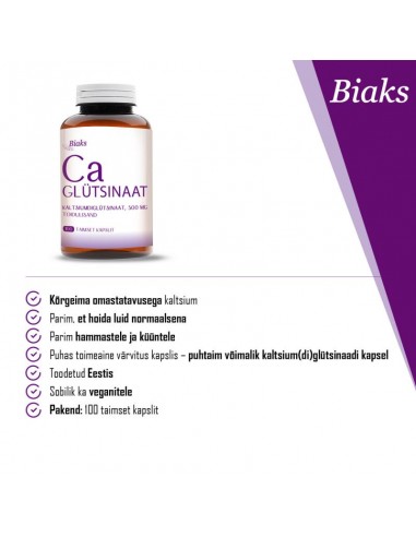 Biaks - Kaltsium Glütsinaat, 100 kapslit