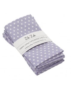 Zik-Zak - Mahepuuvillast lilla-valgetäpilised taskurätikud/salvrätikud, 5tk