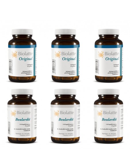 Suur komplekt 3 x Biolatte Boulardii ja 3 x Biolatte Original 110 kapslit