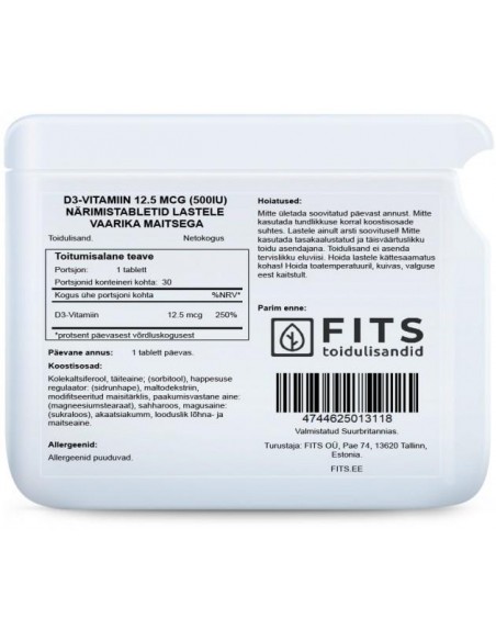 Fits - D3 närimisvitamiinid lastele 30tk