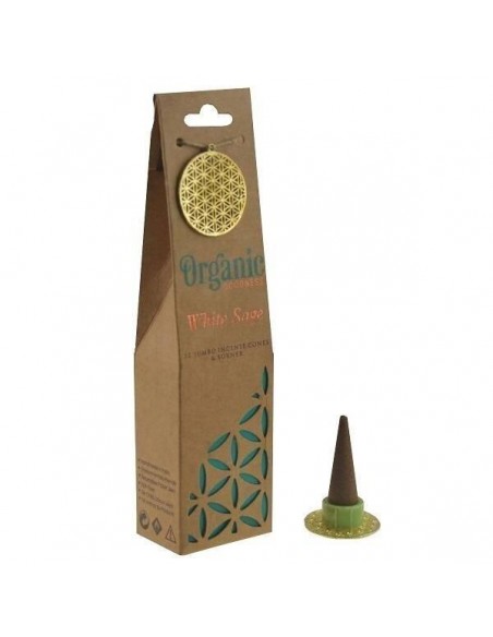 Koonusviiruk Organic Valge Salvei, 12tk + viirukialus