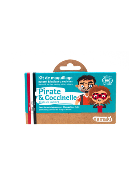 Namaki - Looduslikest koostisainetest musta, punase ja valge värviga näomaalingu komplekt: piraat ja lepatriinu, 7.5g - 16.95€