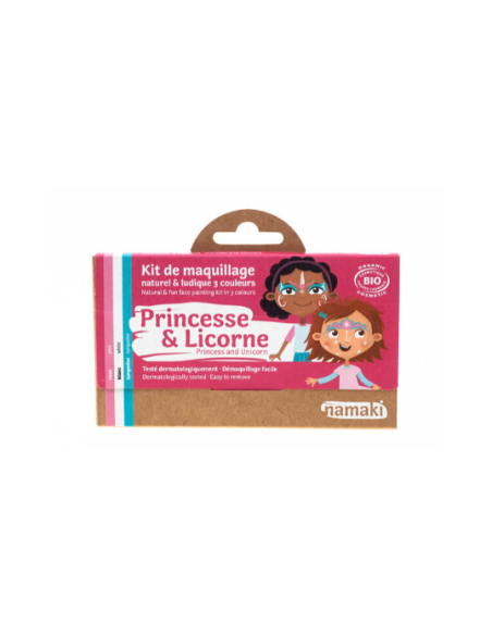Namaki - Looduslikest koostisainetest roosa, türkiisi ja valge värviga näomaalingu komplekt: printsess ja ükssarvik, 7.5g