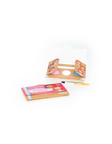 Namaki - Looduslikest koostisainetest roosa, türkiisi ja valge värviga näomaalingu komplekt: printsess ja ükssarvik, 7.5g