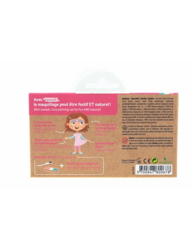 Namaki - Looduslikest koostisainetest roosa, türkiisi ja valge värviga näomaalingu komplekt: printsess ja ükssarvik, 7.5g