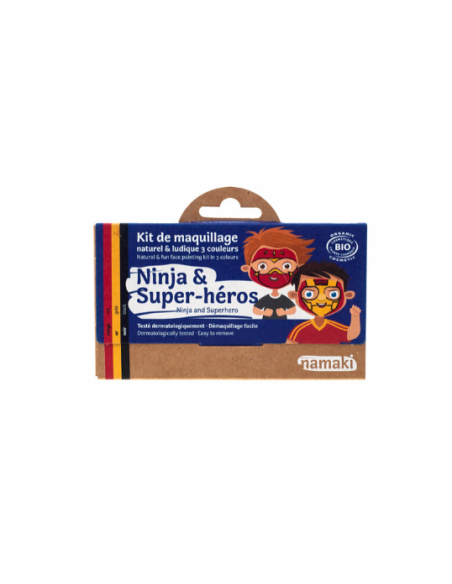 Namaki - Looduslikest koostisainetest kollase, punase ja musta värviga näomaalingu komplekt: ninja ja superkangelase, 7.5g