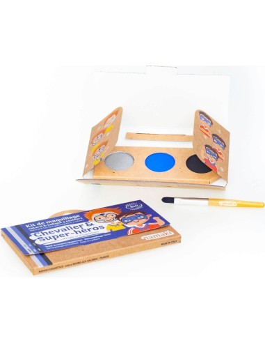 Namaki - Looduslikest koostisainetest sinise, hõbedase ja musta värviga näomaalingu komplekt: rüütel ja superkangelane, 7.5g - 1