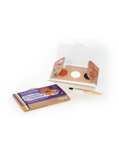 Namaki - Looduslikest koostisainetest musta, oranzi ja valge värviga näomaalingu komplekt: kõrvits ja luukere, 7.5g - 16,95€