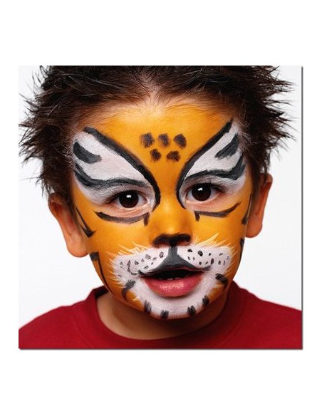 Namaki - Looduslikest koostisainetest hüpoallergeenne must, oranž ja valge värviga näomaalingu komplekt: rebane ja tiiger, 7.5g