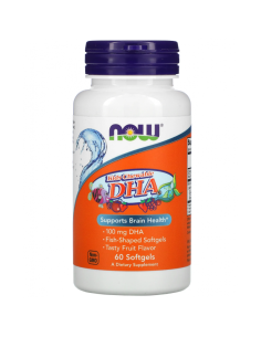 NOW Foods - DHA kalaõli kapslid lastele, näritavad puuviljamaitselised, 60tk - 16.50€