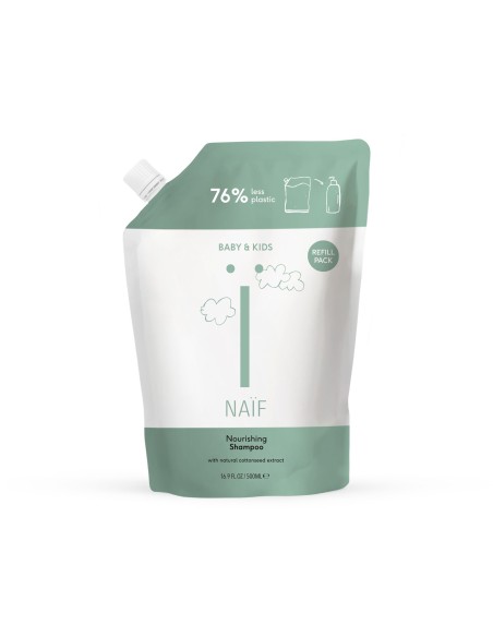 NAÏF - Niisutav pisaravaba šampoon puuvillaseemne ekstraktiga, täitepakend 500ml