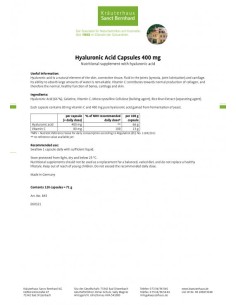 Sanct Bernhard - Hüaluroonhappe kapslid 400mg, 120tk 50g 2