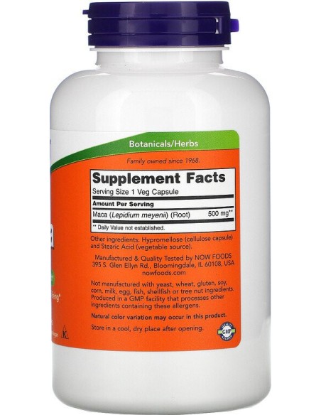 NOW Foods - Maca 500mg, 250 kapslit