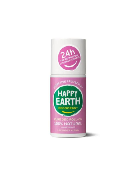 Happy Earth - 100% looduslik rahustava lavendli ja Ylangi lõhnaga deodorant roll-on, 75 ml