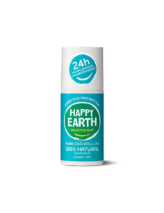 Happy Earth - 100% looduslik värskendava laimi ja seedri lõhnaga deodorant roll-on, 75ml
