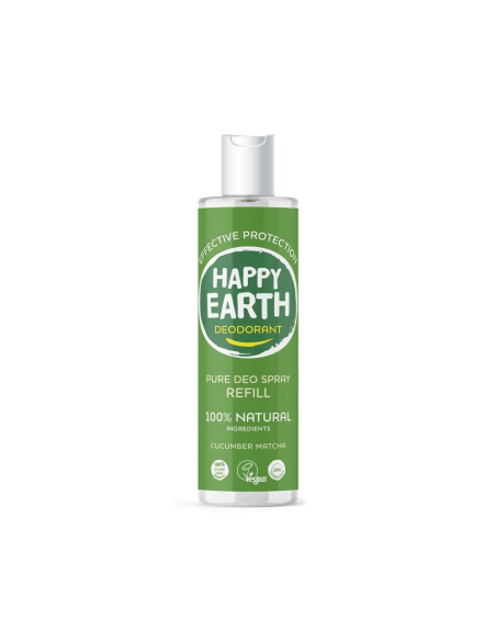 Happy Earth - 100% looduslik värskendava kurgi ja matcha lõhnaga deodorant, täitepakend 300ml