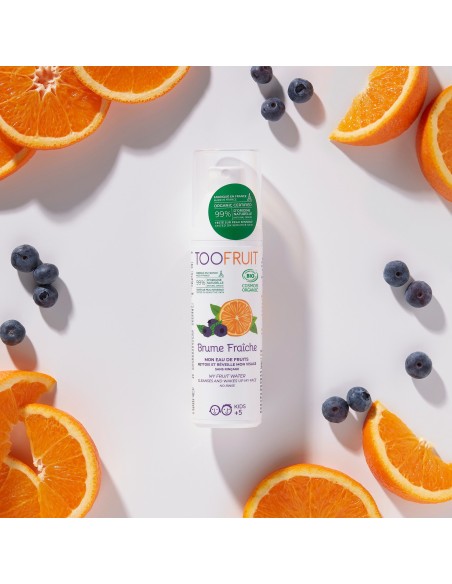 Toofruit - Orgaaniline hooldav näovesi-sprei lastele apelsini ja mustika ekstraktiga, 100 ml