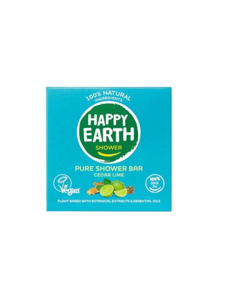 Happy Earth - 100% looduslik niisutav ja pehmendav tahke dušigeel seedri ja laimi lõhnaga, 90gr