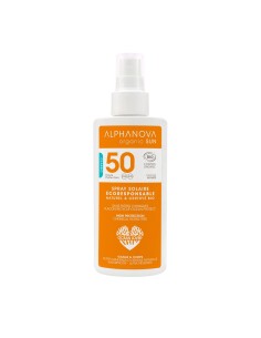 Alphanova Sun - Orgaaniline monoi lõhnaline veekindel mineraalsete filtritega päikesekaitse sprei SPF50, 125ml