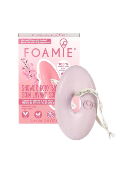Foamie - 2in1 puhastav ja toitev tahke kehaseep kirsiõite ja riisipiimaga, 80 gr