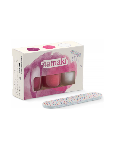 Namaki - Kolmest mahakooritavast küünelakist ja viilist koosnev komplekt, FRUITY SORBET 3*7,5 ml