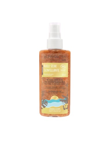 Alphanova Sun - Orgaaniline sädelev ja niisutav kuivõli monoi lille lõhnaga, 125ml