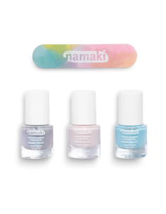 Namaki - Kolmest mahakooritavast küünelakist ja viilist koosnev komplekt, "Frozen Sweets" 3*7,5 ml 2