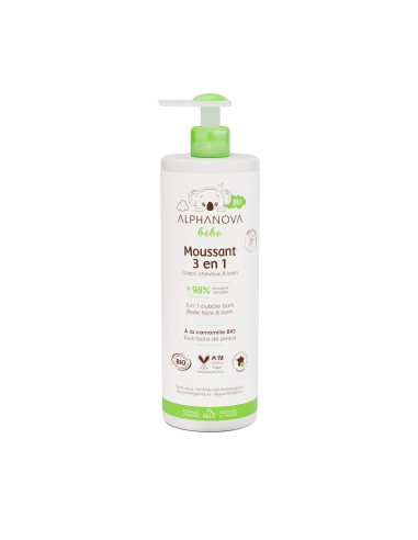 Alphanova Bebe - 3in1 rahustava toimega pesugeel-šampoon-vannivaht, 400ml