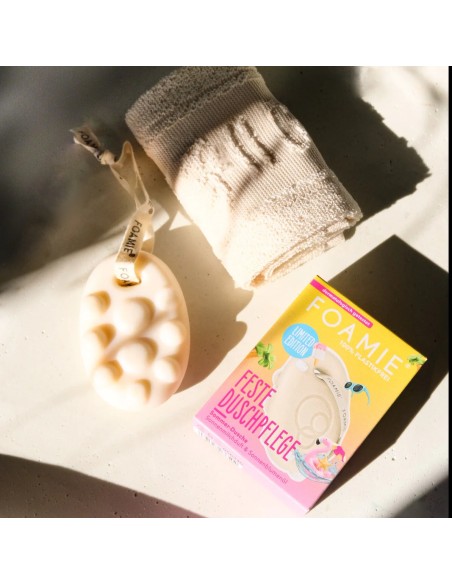 Foamie - Tahke dušiseep "Soft Sun" riitsinuseõli ja kakaovõiga, 80 gr