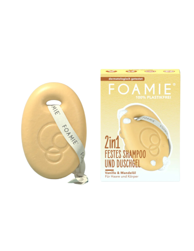 Foamie - 2IN1 tahke keha ja juustepesuvahend vanilje ja mandliõliga, 80 gr