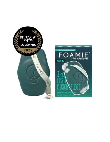 Foamie - 3in1 keha, juuste ja näopesuseep meestele Babassu ja eukalüptiõliga Back to the roots, 80 gr