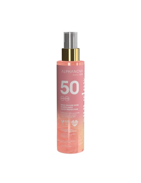 Alphanova Daily Sun - SPF50 säraosakestega päikesekaitseõli vaarikaseemneõliga ja monoi lõhnaga, 125ml