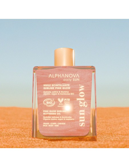 Alphanova - Sädelev kehaõli Pink Glow jojoba-, vaarika- ja argaaniaõliga, 50ml