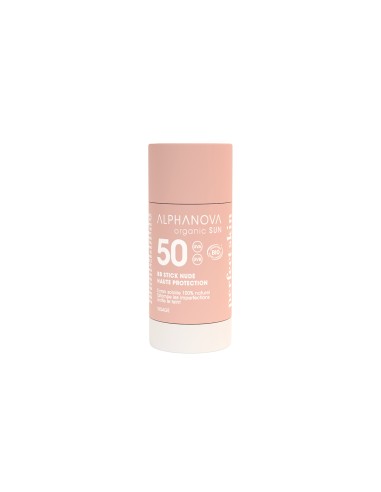 Alphanova Sun - SPF50 päikesekaitsega lõhnatu orgaaniline tooniv BB pulk näole Nude, 17m