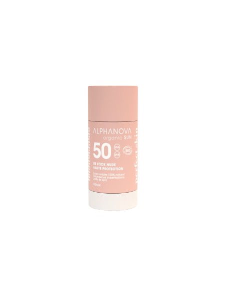 Alphanova Sun - SPF50 päikesekaitsega lõhnatu orgaaniline tooniv BB pulk näole Nude, 17m