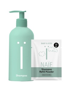 NAÏF - Beebide ja laste veevaba šampooni komplekt (pumbaga pudel 275ml + šampooni täitepulber 25gr)