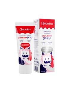 Nordics - Maasikamaitseline fluoriidivaba probiootikumidega hambapasta lastele 50ml