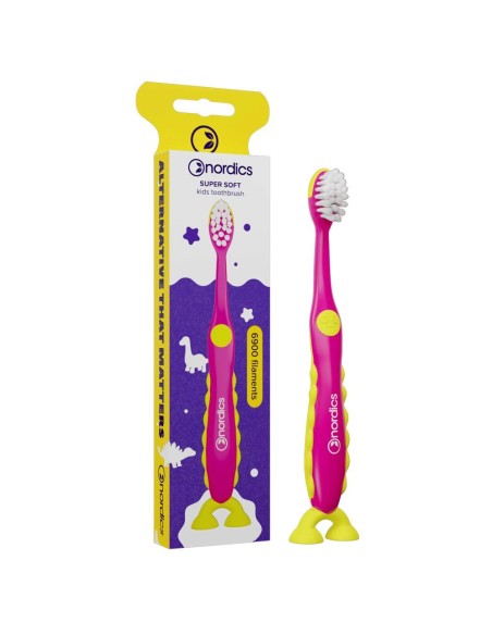 Nordics - Väga pehmete harjastega hambahari lastele DINO PURPLE (2+ eluaastast)