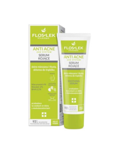 Floslek - Rahustav 24H näoseerum rasusele ja aknega nahale, 50ml