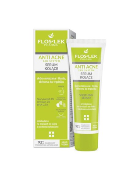 Floslek - Rahustav 24H näoseerum rasusele ja aknega nahale, 50ml